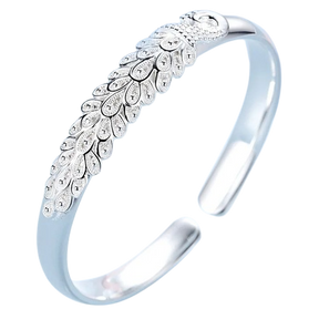 Pulseira de prata esterlina 925 elegante com tela de abertura de pavão, braceletes para mulheres.