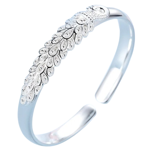 Pulseira de prata esterlina 925 elegante com tela de abertura de pavão, braceletes para mulheres.